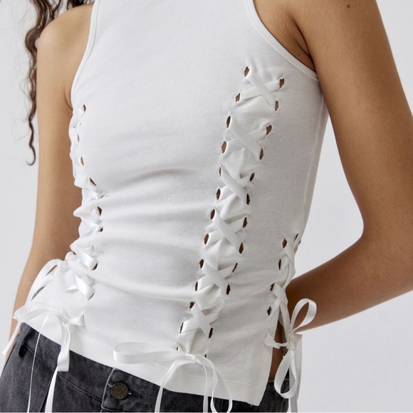 Basic Pleasure Mode Lace-Up Tank Top - Picture 1 of 5